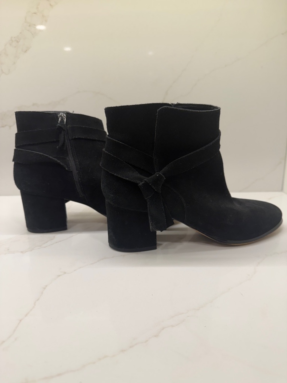 Saks Fifth Avenue Black Suede Knot-Detail Ankle Boots